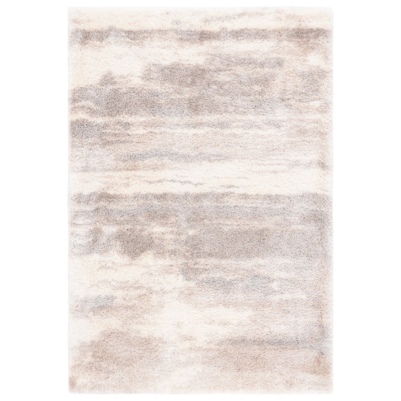 SAFAVIEH Cloud Shag Sadiye Modern Abstract 2-inch Thick Rug - 5'3" x 7'7" - Ivory/Grey