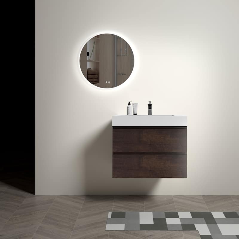30"Bathroom Vanity with Sink,Large Storage Wall Mounted Floating Bathroom Vanity,One-Piece Sink Basin without Drain and Faucet