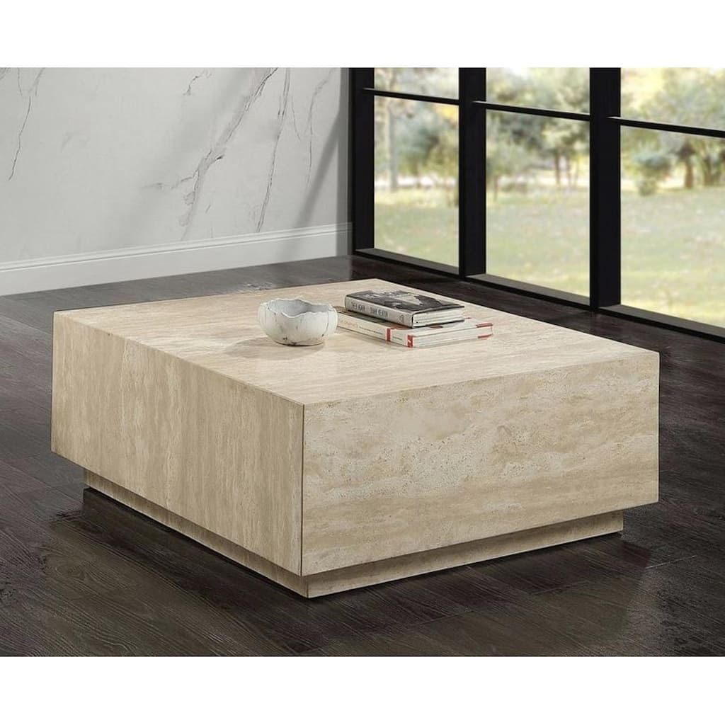 Deon Beige Travertine Coffee Table: Natural Beauty for Your Home