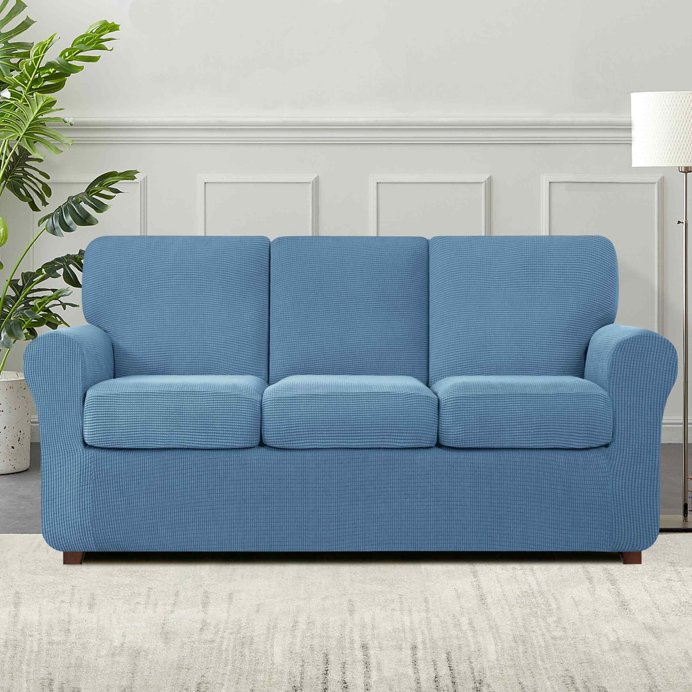 Subrtex 7 Piece Stretch Sofa Slipcover Sets with 3 Backrest Cushion Covers and 3 Seat Cushion Covers Bed Bath Beyond 37439440