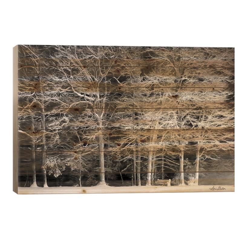 Snowy Trees Print On Wood by Lori Deiter - Multi-Color - 26x40x1.5