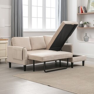 Reversible Sectional Sleeper Sofa with Storage Chaise,Beige - Bed Bath ...