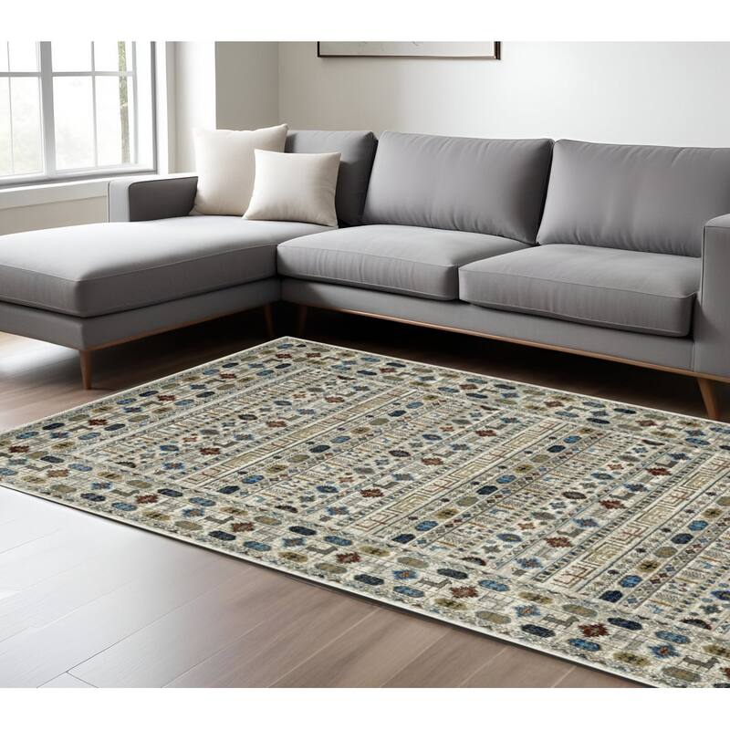 HomeRoots Tribal Bohemian Runner Area Rug - 110.24 in. x 78.74 in.  x 0.32 in.