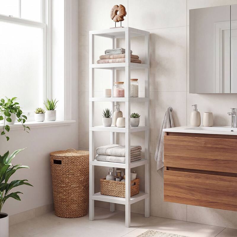 Gymax 6-Tier Plastic Modular Storage Shelves Open Display Utility