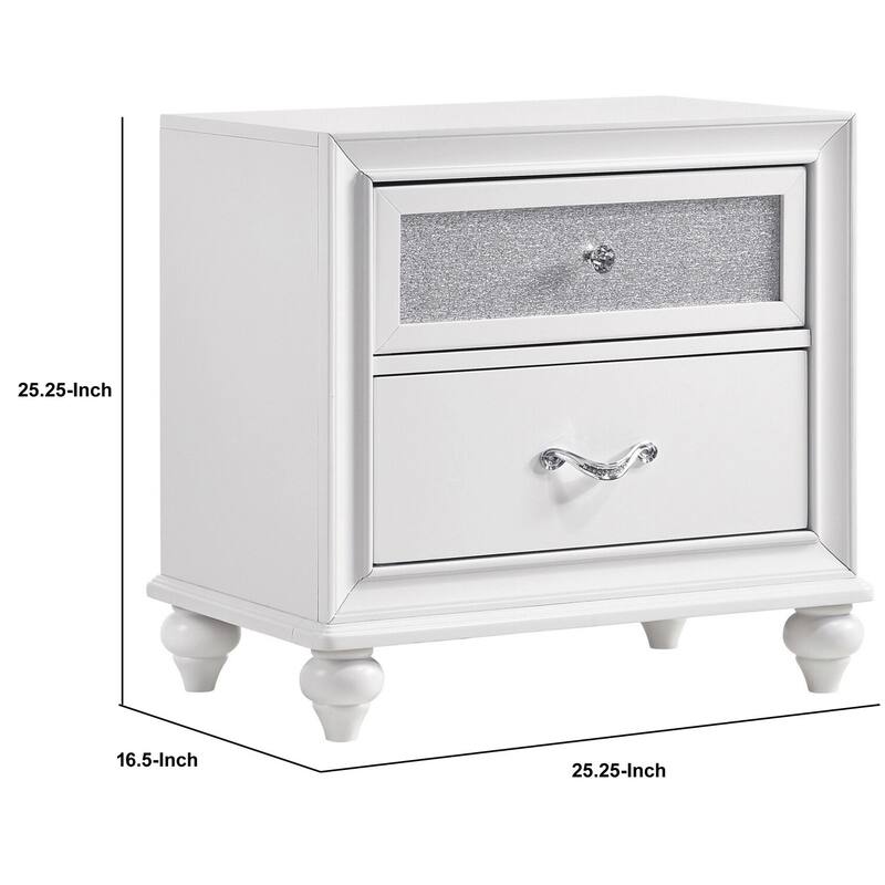 White 2 Drawer 25.25 in. W Nightstand with Sturdy Hardware and Ample Storage