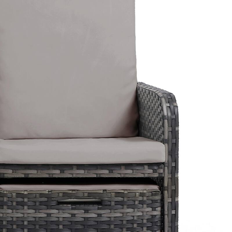 Patio 5 Pieces Rattan Cushioned Conversation Set With Ottoman Coffee Table