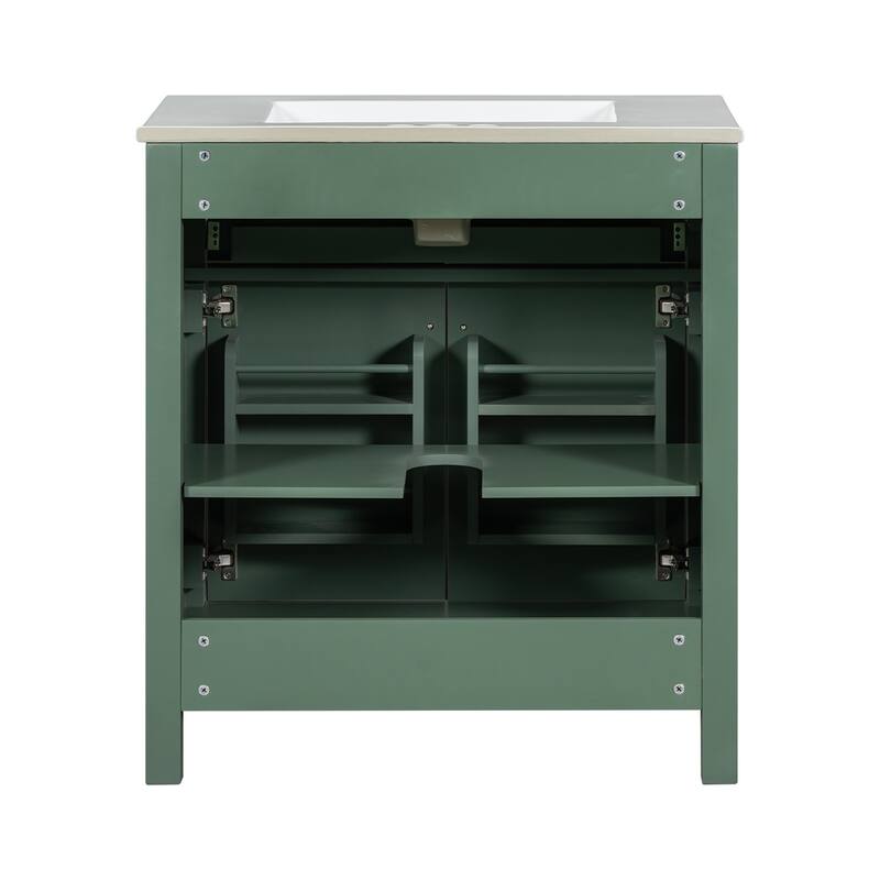 30-inch Bathroom Vanity with Ceramic Sink, 2 Doors, Soft Close Doors