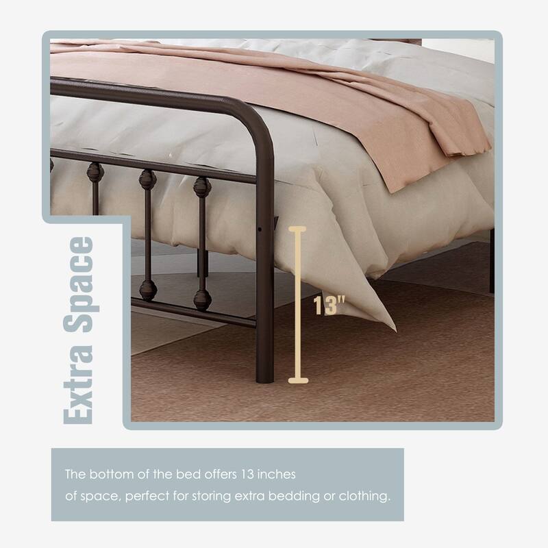 Alazyhome Simple Vintage Metal Platform Bed Frame, Easy-Assembly