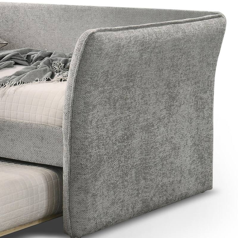 Furniture of America Gestin Modern Twin Upholstered Daybed with Trundle