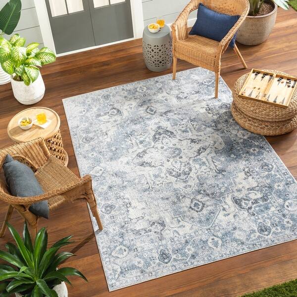 Livabliss Lillian Transitional Medallion Machine Washable Area Rug On