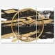 preview thumbnail 2 of 4, Designart 'Gold and Black drift IV' Glam 3 Panels Oversized Wall CLock - 36 in. wide x 28 in. high - 3 panels
