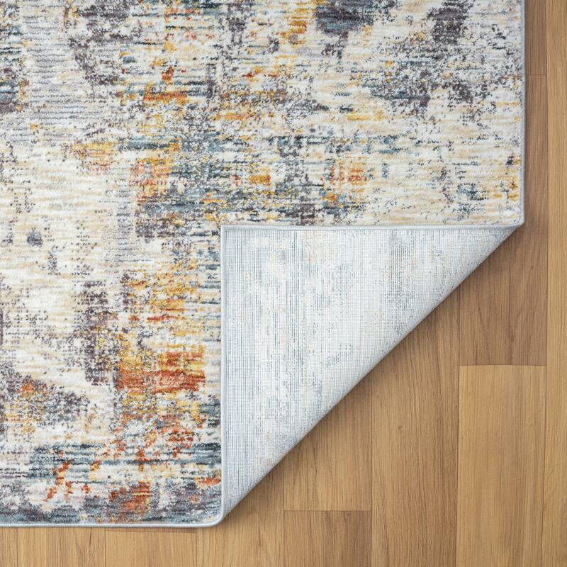 Reeves Modern Abstract Gray/Brown Performance Indoor Area Rug by Sevita
