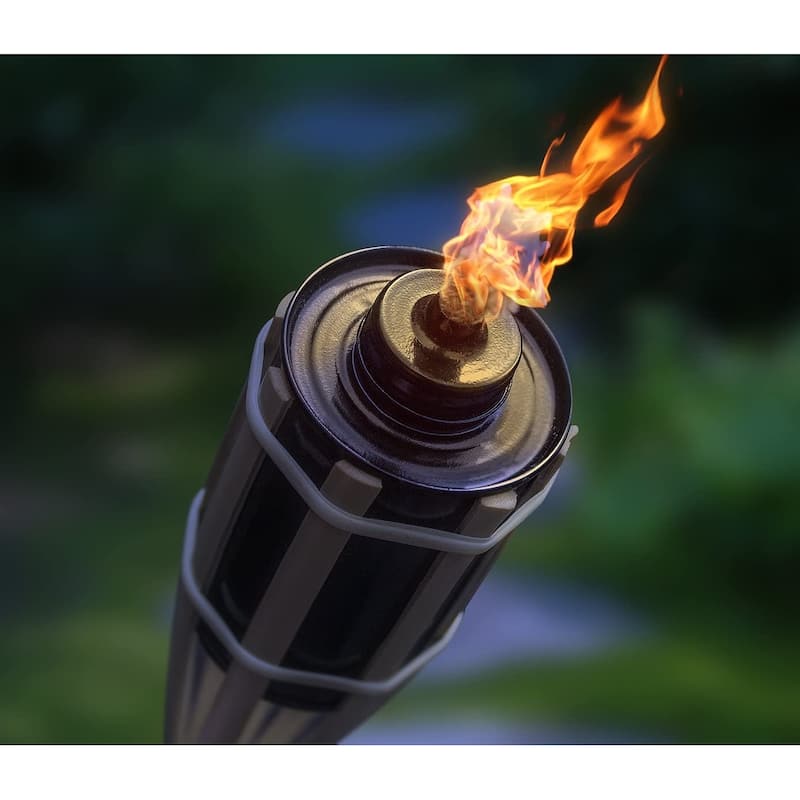 Matney Outdoor Metal Patio Torches (Bamboo)