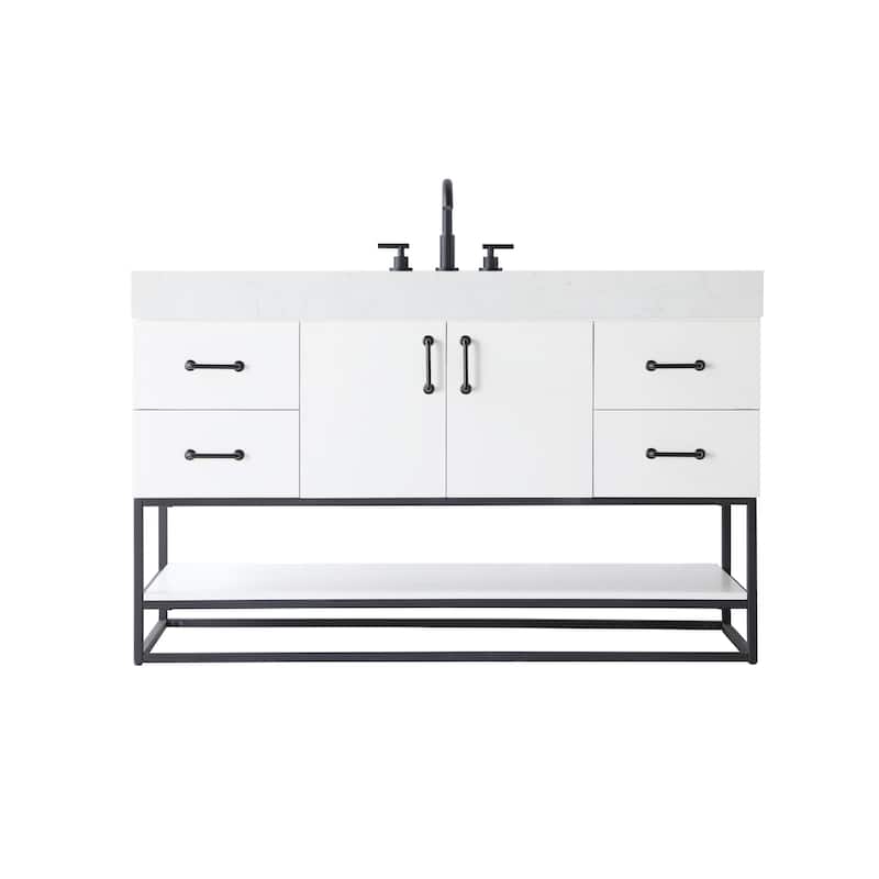 Elegant Lighting VF29254 Caroline 54" Free Standing Single Basin - White