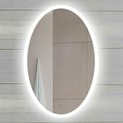 Miseno 22" W x 26" H Oval Frameless Wall Mounted Mirror with LED