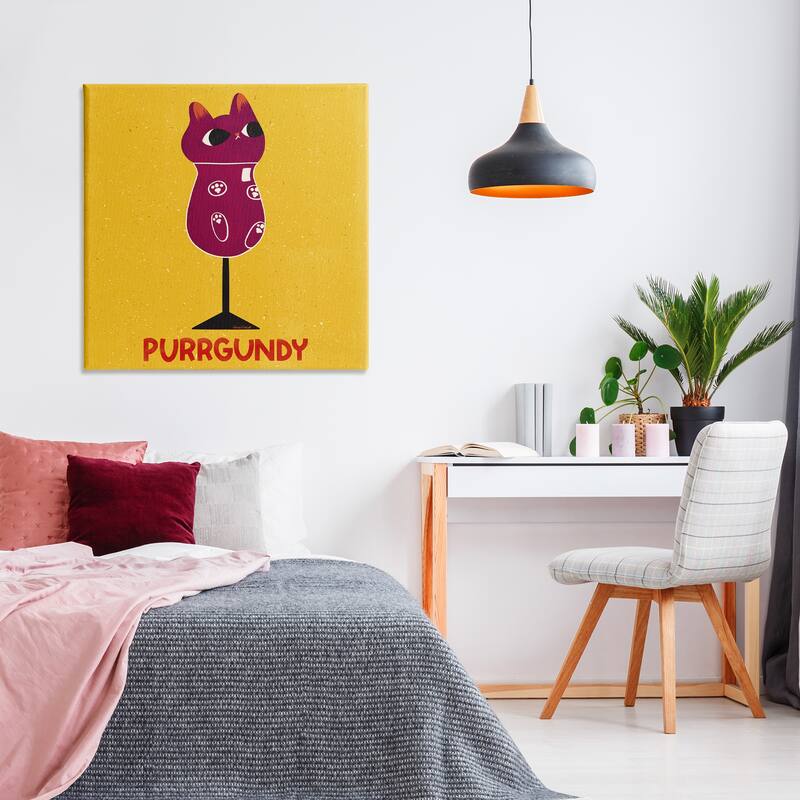 Stupell Purrgundy Cat Wine Canvas Wall Art Design By Carrie Cantwell