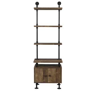 Side Pier Audio Rack in Rustic Oak and Black