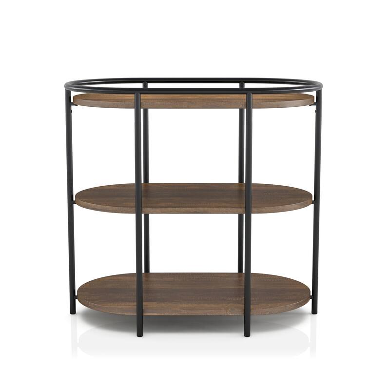 Moore Industrial Brown 26-inch Steel 3-Tiered Side Table with USB Ports and Outlets by Furniture of America