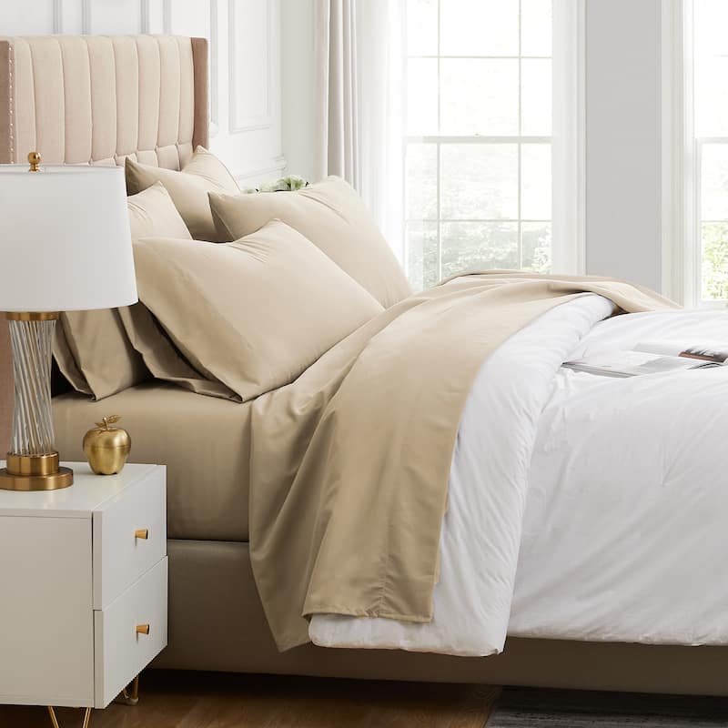 Vilano 6-piece Ultra Soft Extra Deep Pocket Bed Sheet Set - Sand - Queen