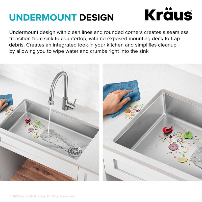 KRAUS Fairlane Undermount 18 Gauge Stainless Steel Kitchen Sink