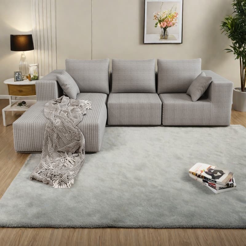 106.69" Modular Fabric Sectional Sofa with High-Density Foam, Convertible to Bed and Multiple Configurations