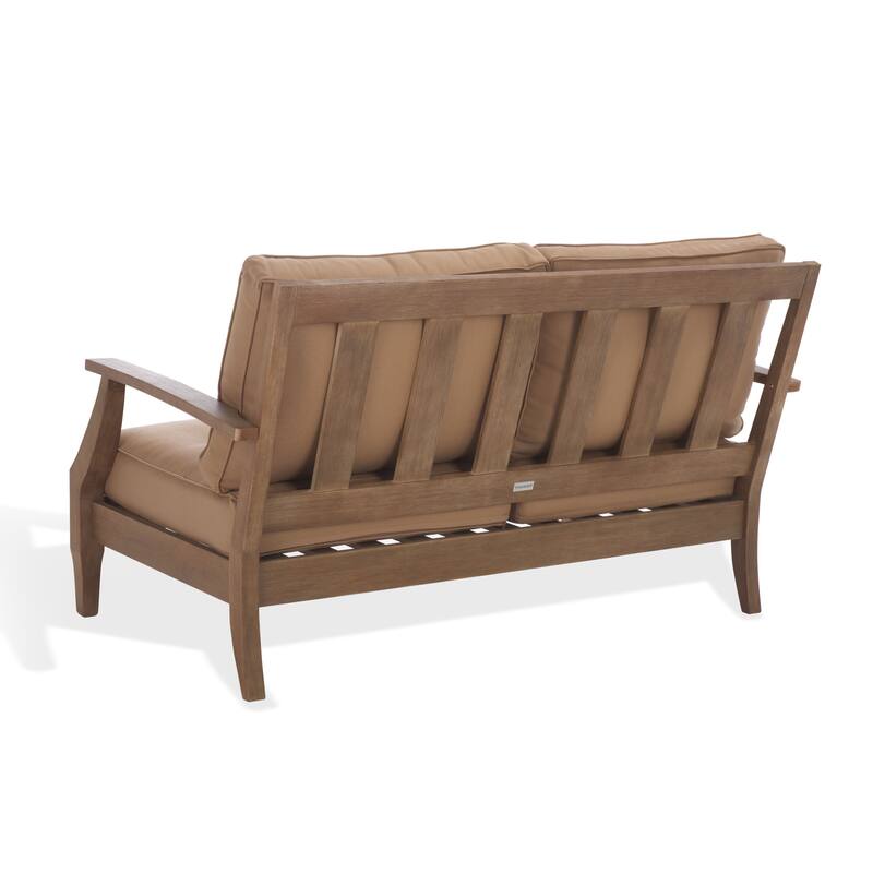 SAFAVIEH Couture Martinique Wood Patio Loveseat - 56"W x 35"D x 32"H