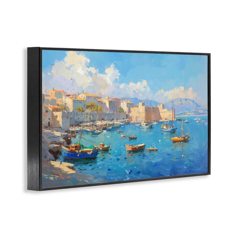 Stupell Nautical Harbor Coastal Town Framed Giclee Art Design By LSR Design Studio