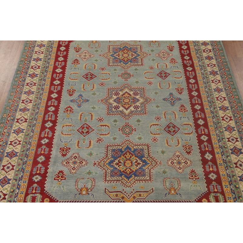 Light Blue Kazak Oriental Rug Hand-Knotted Living Room Wool Carpet - 9'9"x 12'8"