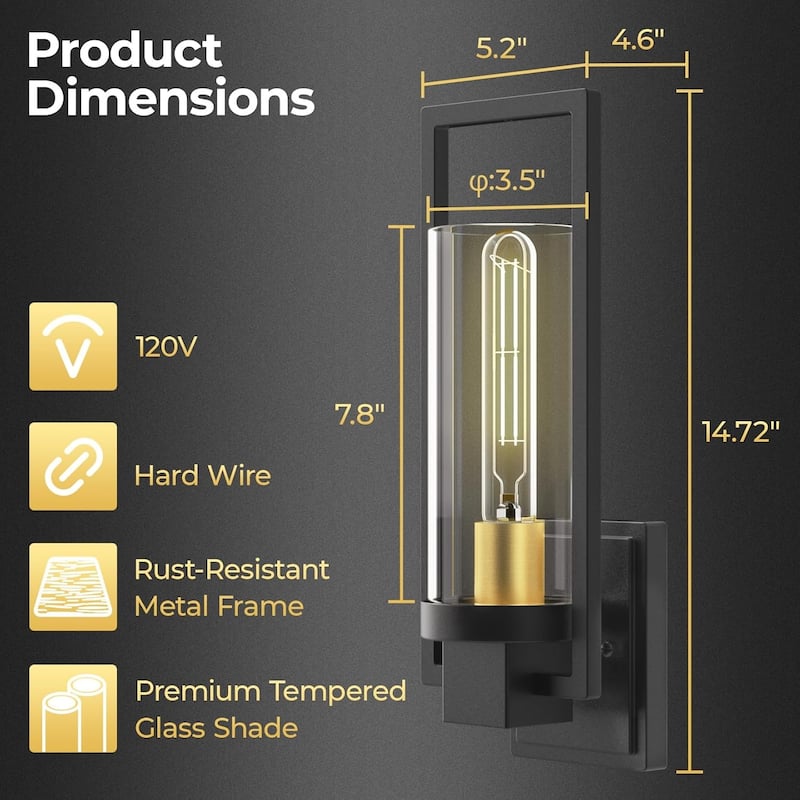Wall light black and gold hallway light aluminum, glass bedroom light