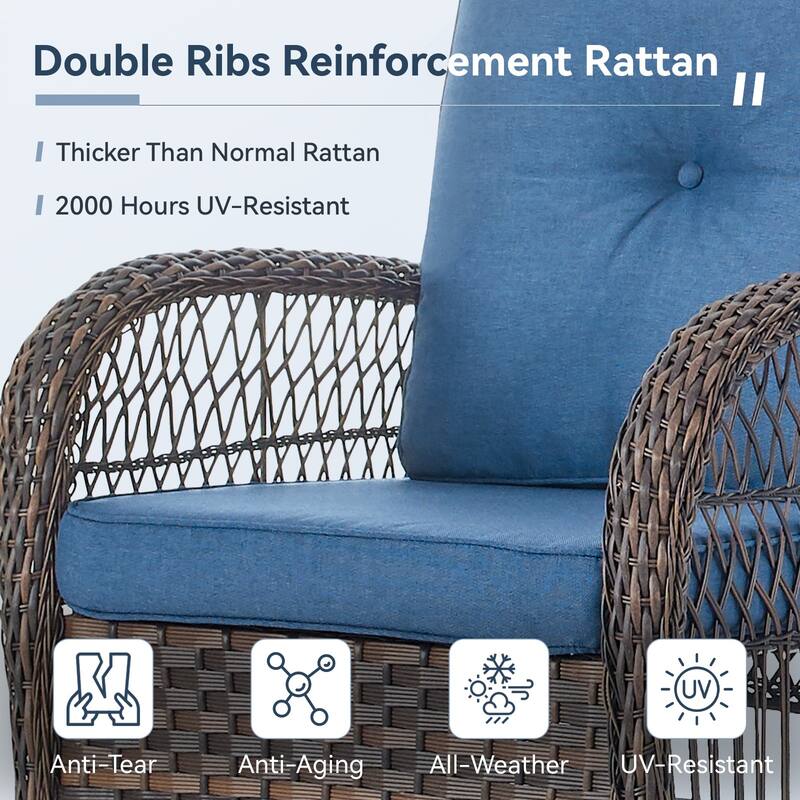 Gymojoy Patio Furniture Set Outdoor Wicker Swivel Glider Chairs Set