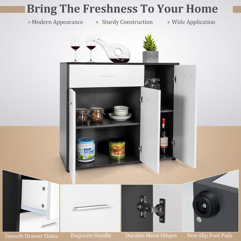 Gymax 3-Door Buffet Sideboard Kitchen Storage Cabinet Console Cupboard