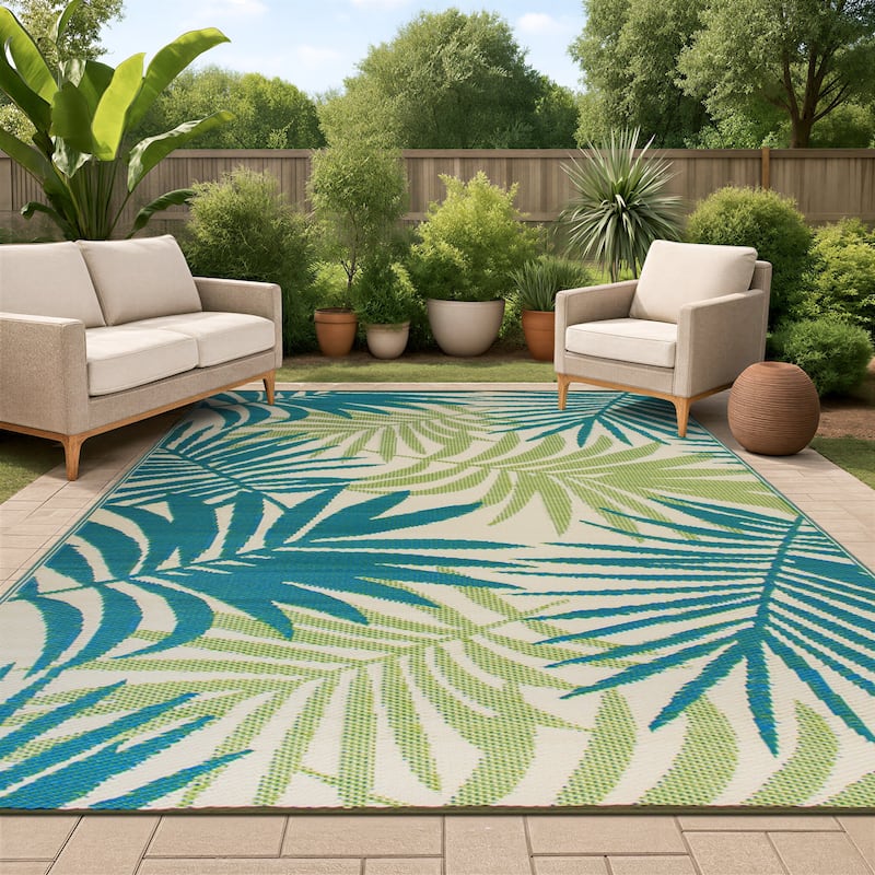 Evora Palm Frond Indoor/Outdoor Area Rug - 8' 8" X 12' - Multi