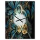 preview thumbnail 10 of 10, Designart 'Symmetrical Blue Gold Fractal Flower' Oversized Modern Wall CLock