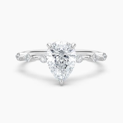 Auriya 14k Gold Pear Lab Grown Diamond Station Hidden Halo Engagement Ring 1.00 to 5.00 ct. tw. (F-G, VS)