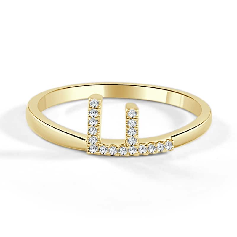 Joelle Collection Diamond Initial Ring for Her 14k Yellow Gold 1/10 ct TDW Women's Ring