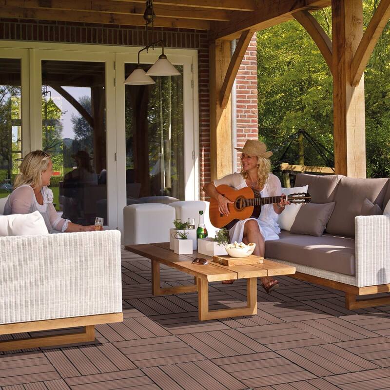 11.8" x 11.8" square wood-plastic composite deck tiles