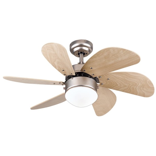 Westinghouse 7814465 Turbo Swirl 30" 6 Blade Hanging Indoor Ceiling Fan with Reversible Motor, Blades, Light Kit, and Down Rod