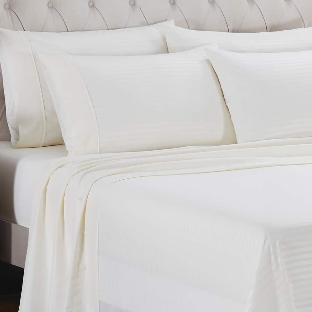 Sweet Home Collection 6 Piece Embossed Dobby Stripe Sheet Set, Double Brushed Microfiber