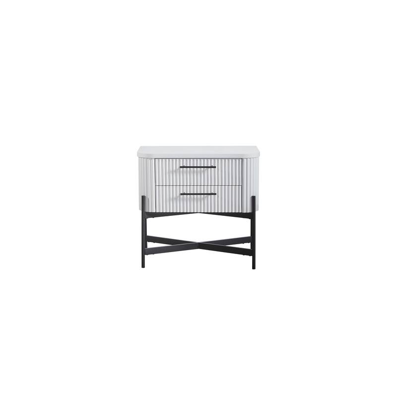 2 Drawer Nightstand - White (USB Type C) - White