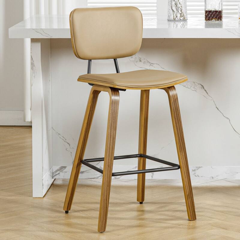 26" Wood Counter Height Bar Stools Set of 2 - 37.6"H x 19.5"W x 18.7"D