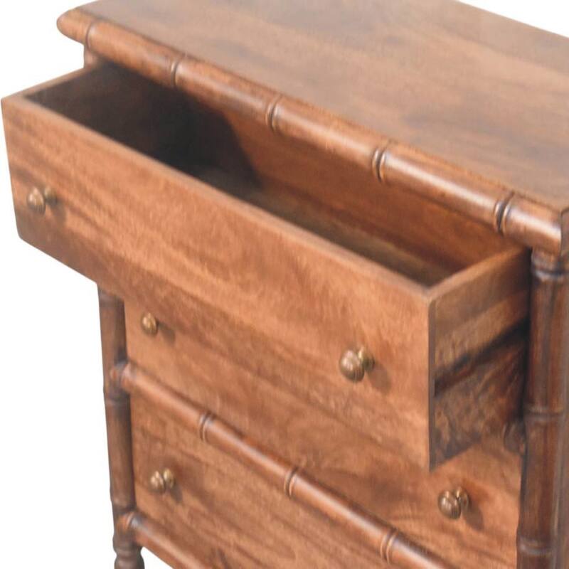 Artisan Furniture Solid Wood Bamboo Carved 3-Drawer Chest