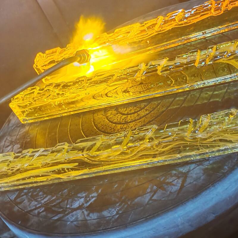 Valira Integrated LED Black Vanity Light with Handcrafted Glass