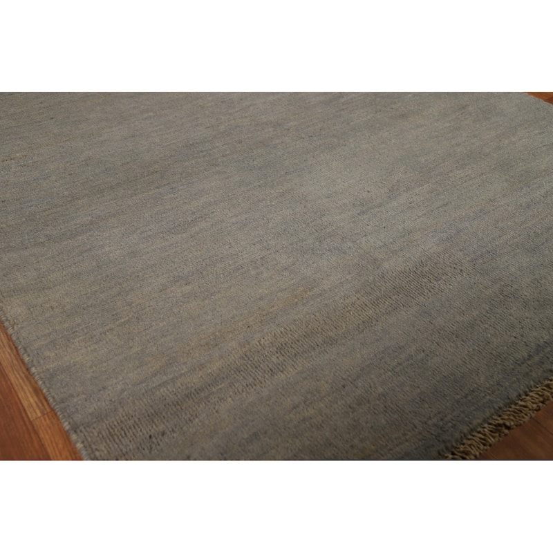 Hand Knotted Oriental 100% Wool Carpet Modern Modern Greys & Charcoal Gabbeh Area Rug - 5' 1'' X 3' 4''