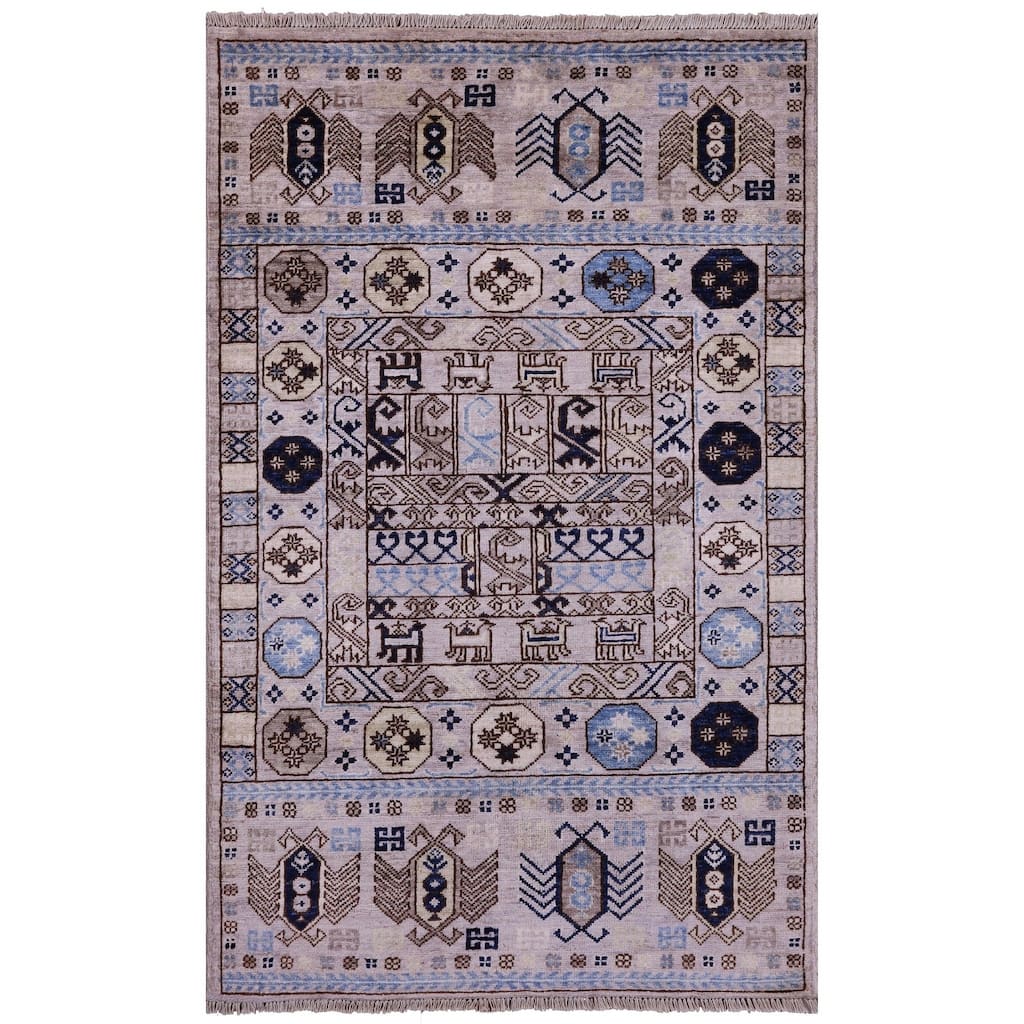 Golden Nile Turkmen Ersari Hand Knotted Wool Rug - 3' 1" X 4' 9"