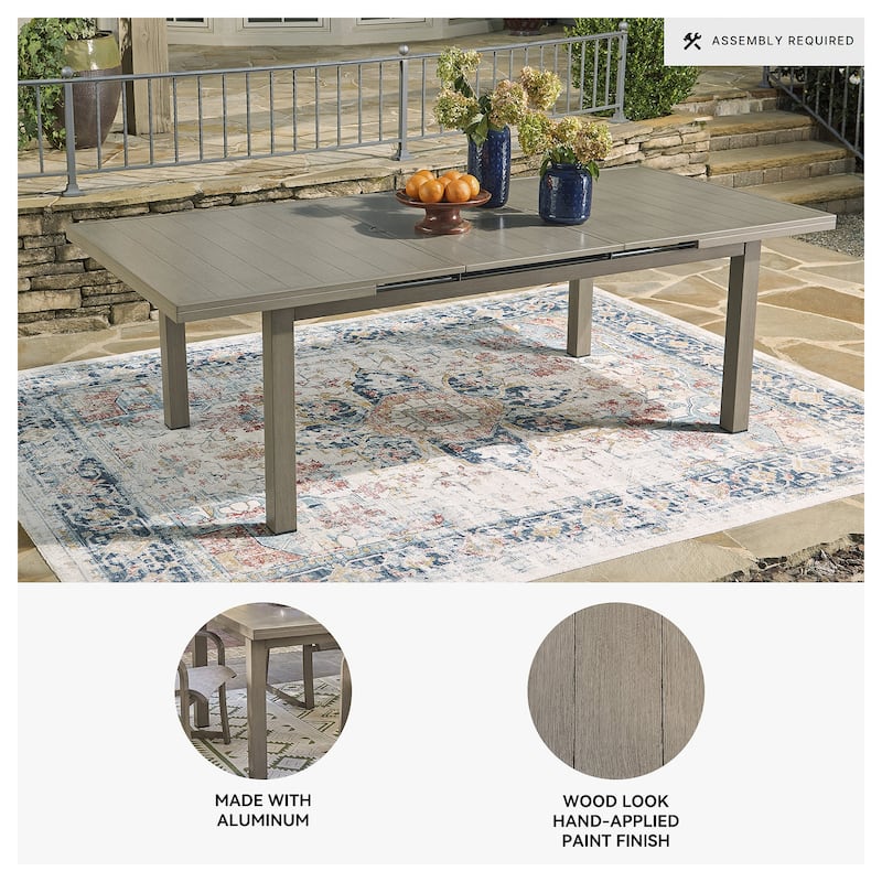 Signature Design by Ashley Beach Front Brown/Beige Outdoor Dining Table with Extension - 71/95"W x 42"D x 30"H