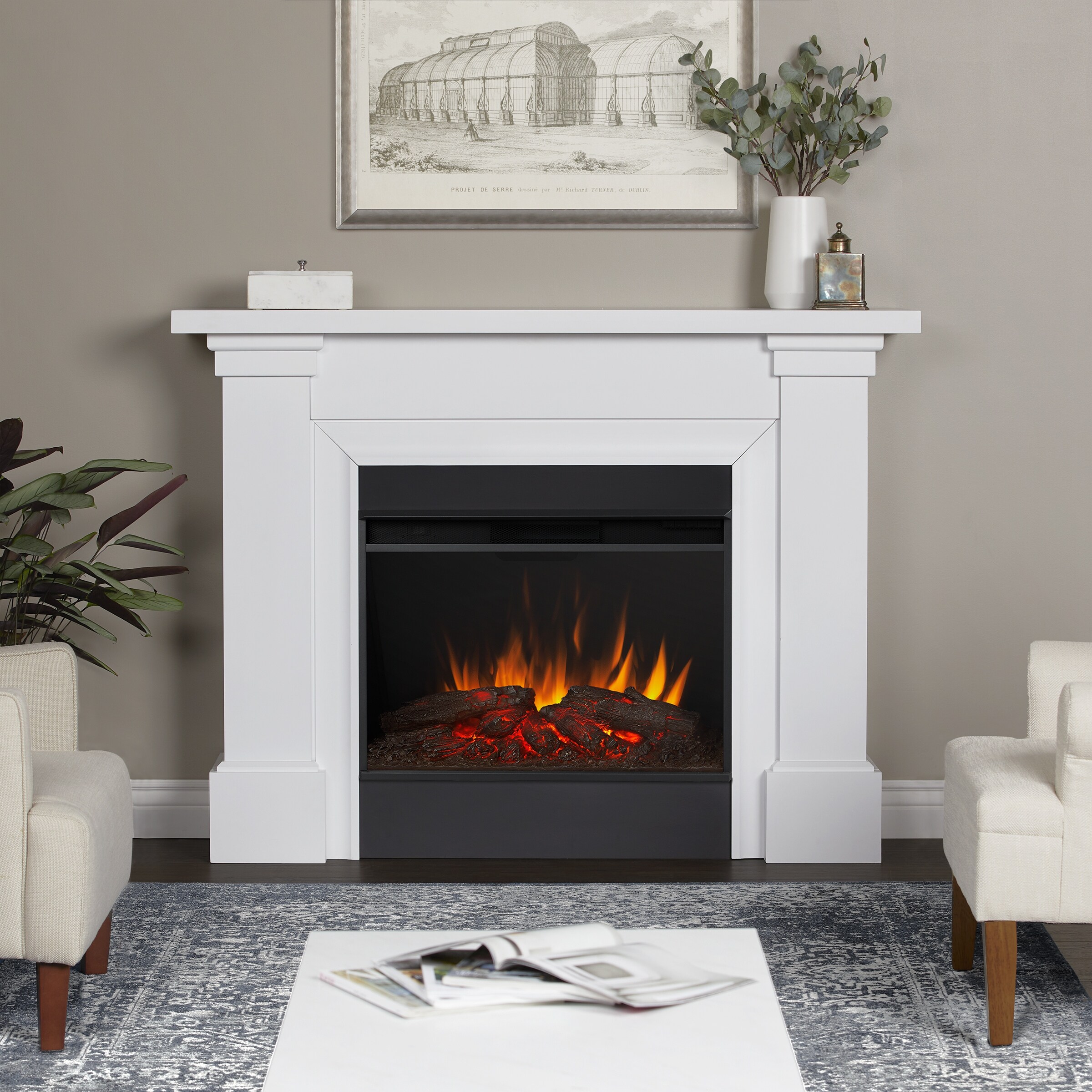 Manus 64 Electric Fireplace in White by Real Flame - 64 L x 15.5 W x  47.75 H - On Sale - - 36254530
