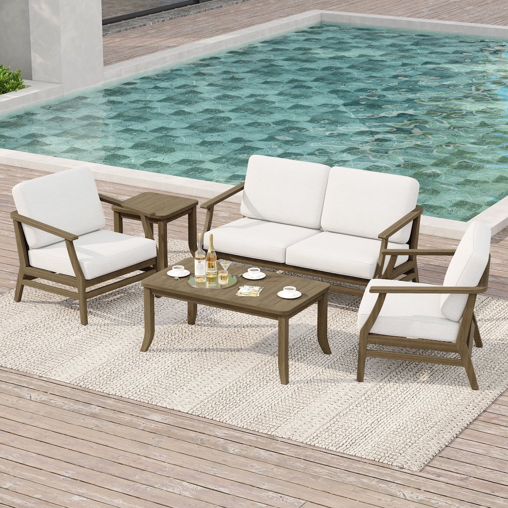 Outdoor Conversation Set Patio Chair, Loveseat with Tables
