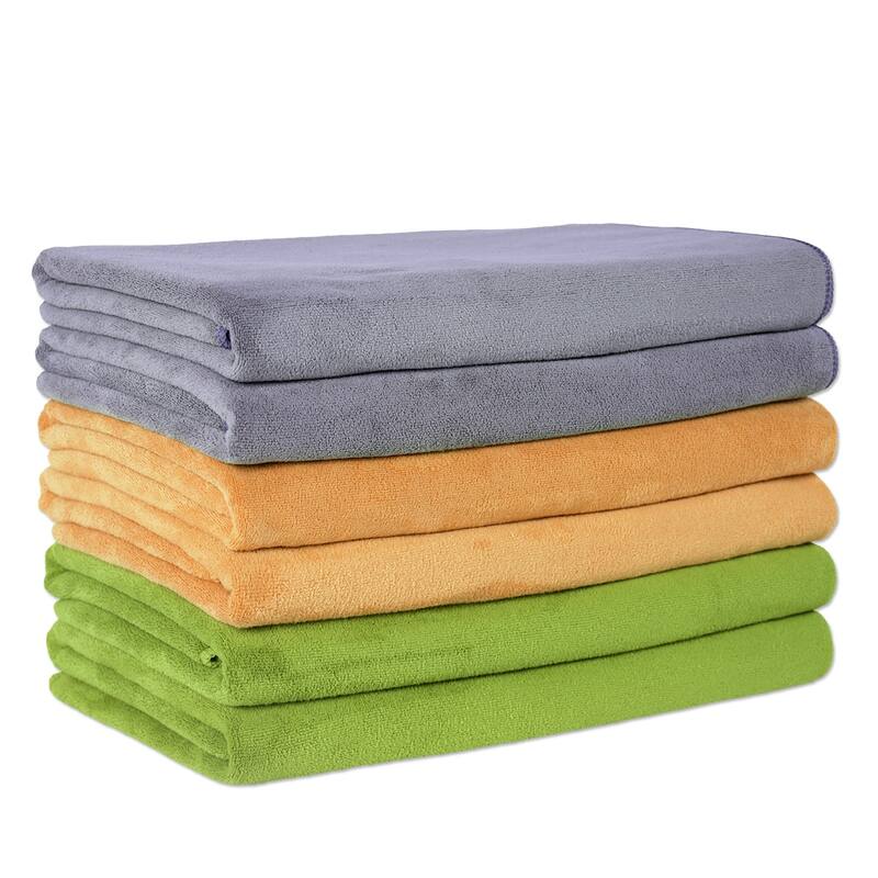 6 Piece 3 Color Extra Absorbent Towel Set Multipurpose - 27"x55" - Camel Grey Teal