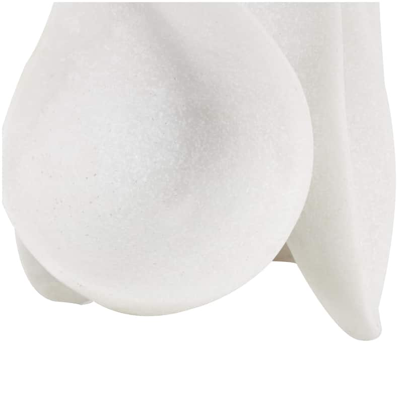 Polystone Abstract Wavy Shaped Decorative Sculpture with Cutouts and Speckled Texturing - White - Roche River Decor