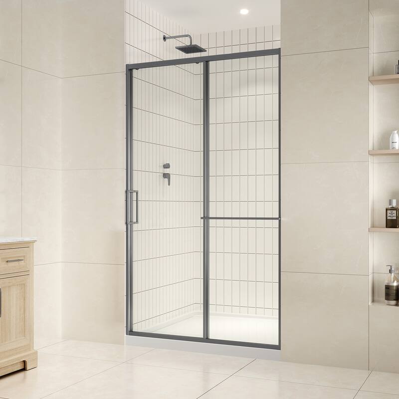 Zora Sliding Clear Alcove Shower Door - 48" - Gunmetal Gray